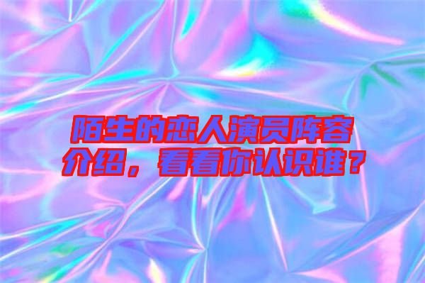 陌生的戀人演員陣容介紹，看看你認(rèn)識誰？
