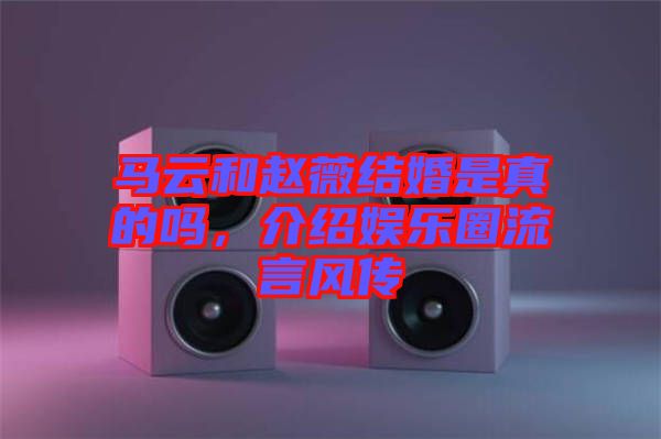 馬云和趙薇結(jié)婚是真的嗎，介紹娛樂(lè)圈流言風(fēng)傳