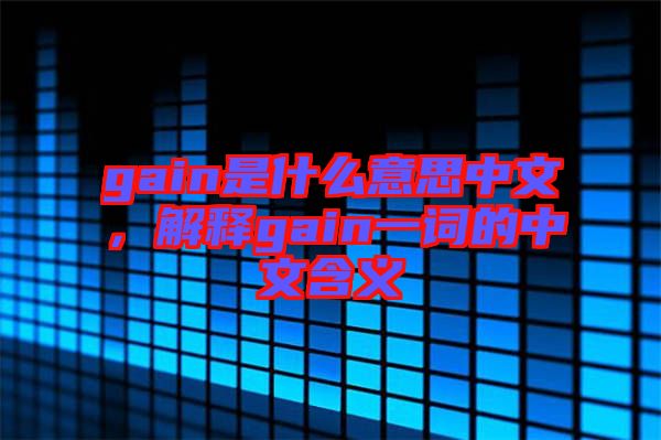 gain是什么意思中文，解釋gain一詞的中文含義