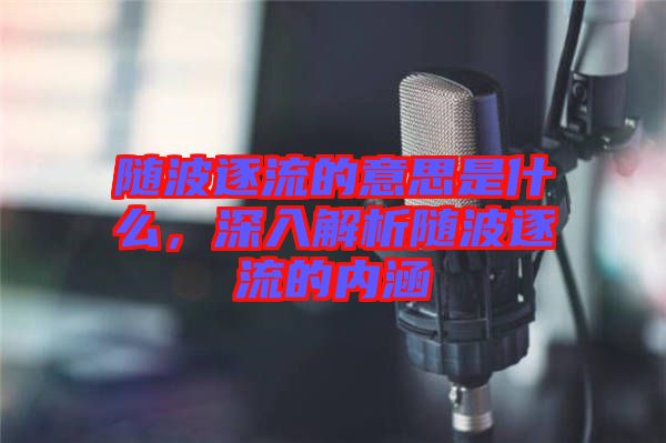 隨波逐流的意思是什么，深入解析隨波逐流的內(nèi)涵