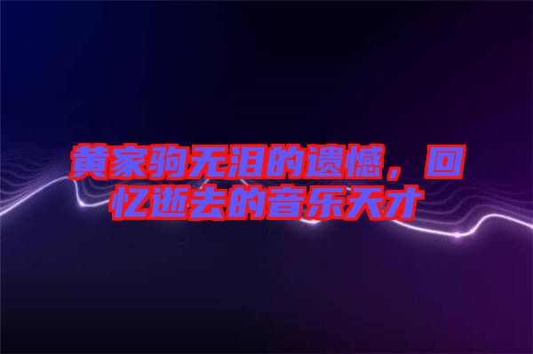 黃家駒無(wú)淚的遺憾，回憶逝去的音樂(lè)天才