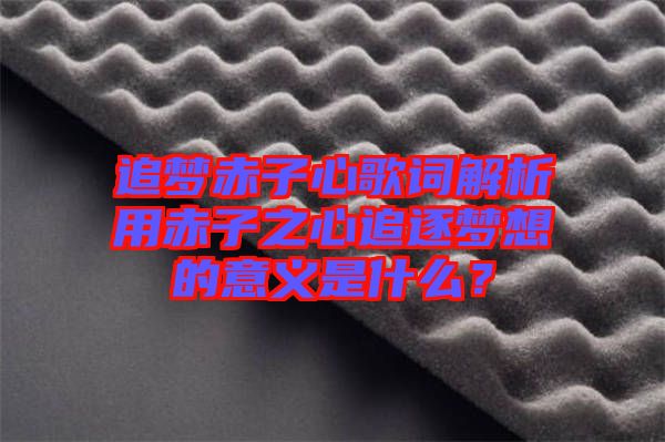 追夢(mèng)赤子心歌詞解析用赤子之心追逐夢(mèng)想的意義是什么？