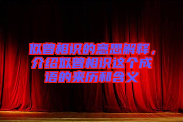 似曾相識(shí)的意思解釋，介紹似曾相識(shí)這個(gè)成語(yǔ)的來歷和含義