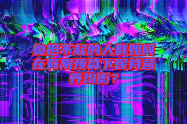 負(fù)擔(dān)不起的人群如何在有限預(yù)算下保持營養(yǎng)均衡？