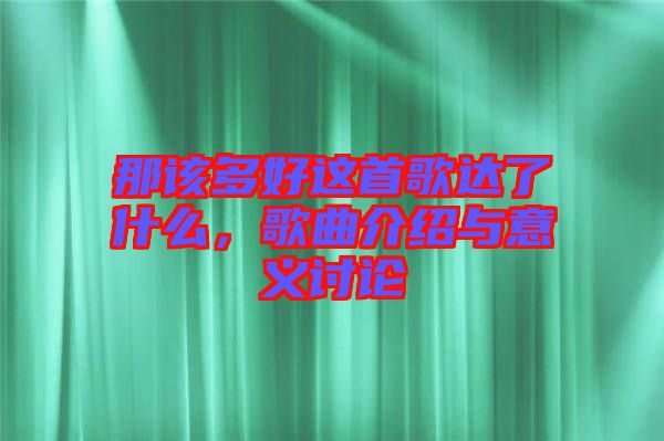 那該多好這首歌達(dá)了什么，歌曲介紹與意義討論