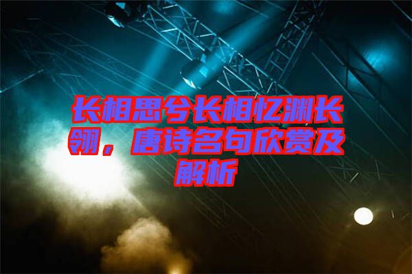 長相思兮長相憶淵長翎，唐詩名句欣賞及解析