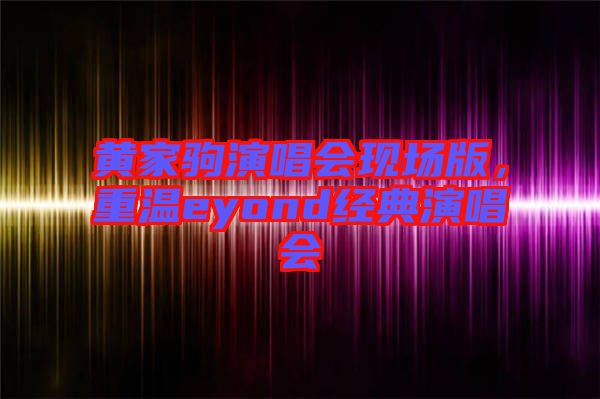黃家駒演唱會現(xiàn)場版，重溫eyond經(jīng)典演唱會