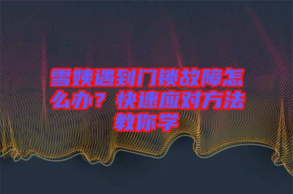 雪姨遇到門鎖故障怎么辦？快速應對方法教你學